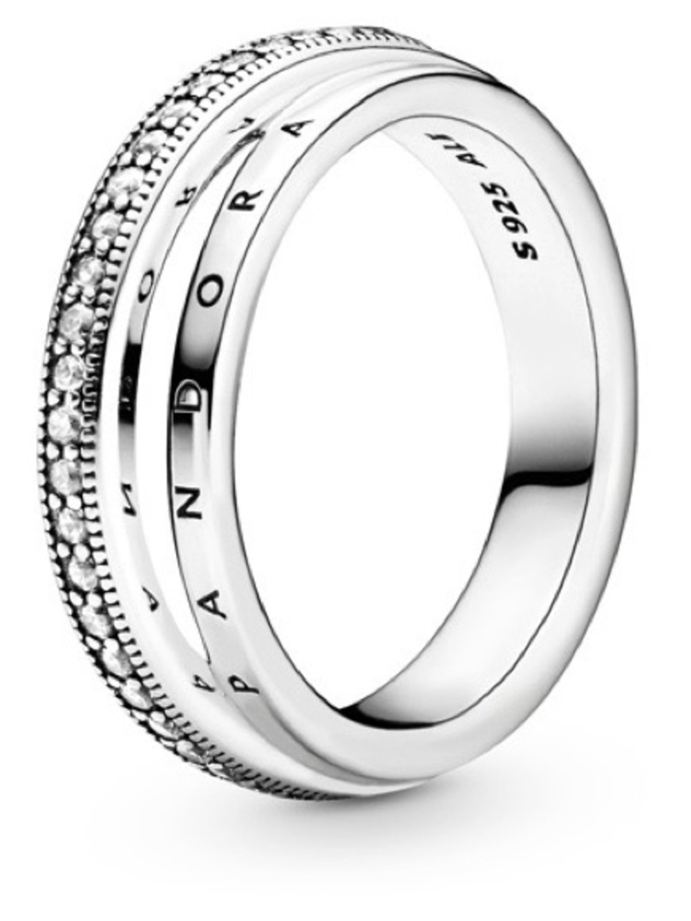 Pandora Silver Pavé Triple-Band Ring